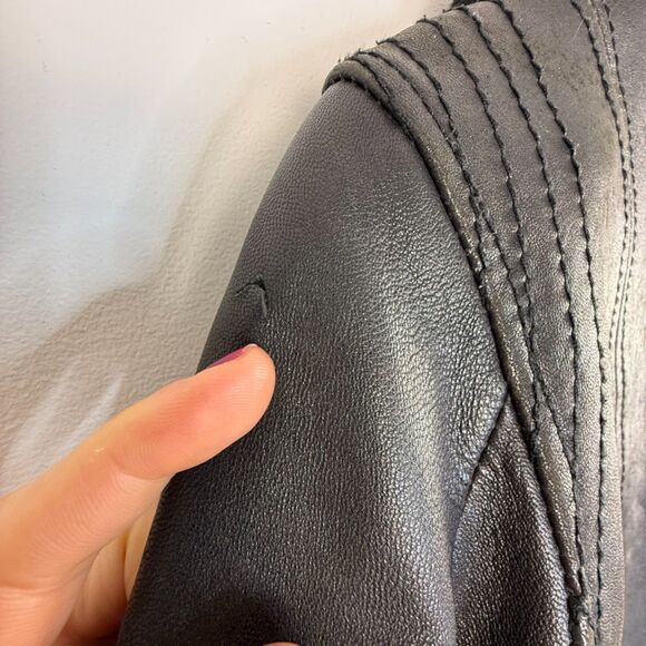 Michael Kors Genuine Leather Black Moto-Biker Jacket - Picture 10 of 12